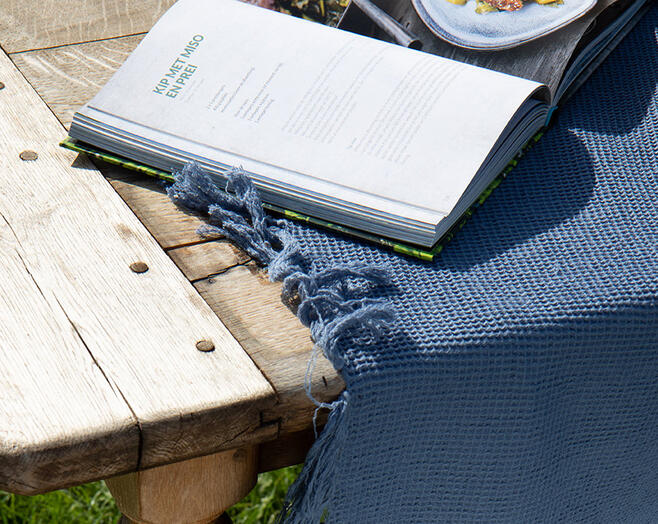 Plaid wafelstuctuur + boek Pascale Naessens