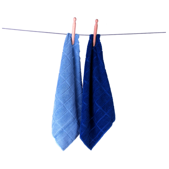 Lichtblauw en donkerblauw microvezeldoekje